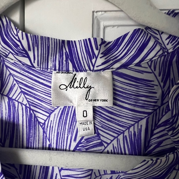 Milly of New York White and Purple Print Silk Tunic Size 0 - Picture 3 of 6